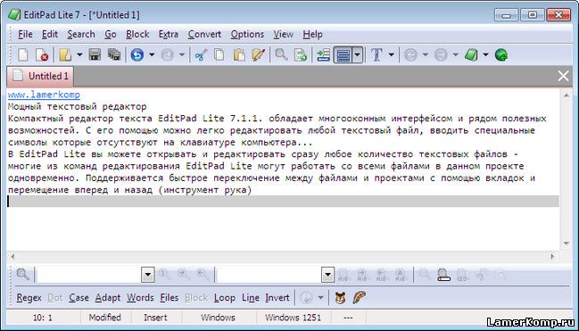 бесплатный редактор текста EditPad Lite
