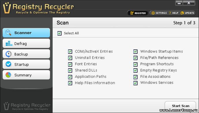Registry Recycler - очистка реестра