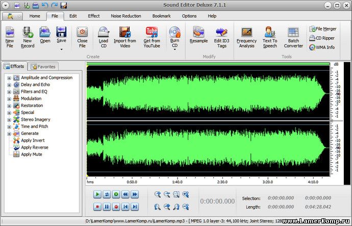аудио редактор Sound Editor Deluxe