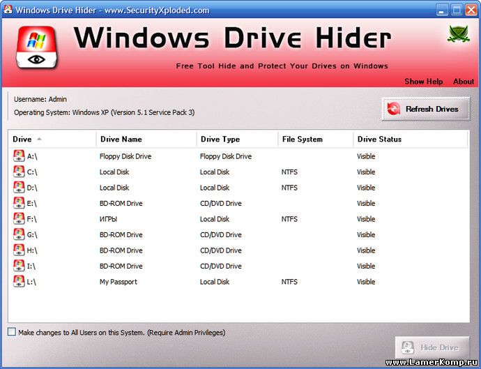 Windows Drive Hider