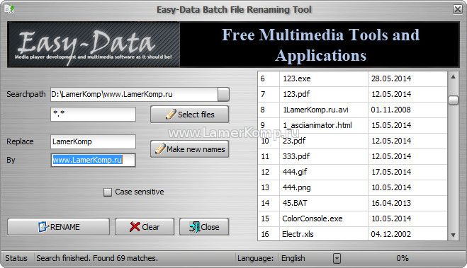 Easy-Data Batch File Renaming Tool