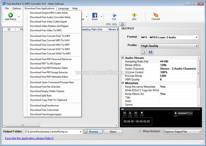 Free WavPack To MP3 Converter