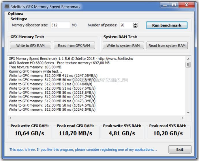GFX Memory Speed Benchmark
