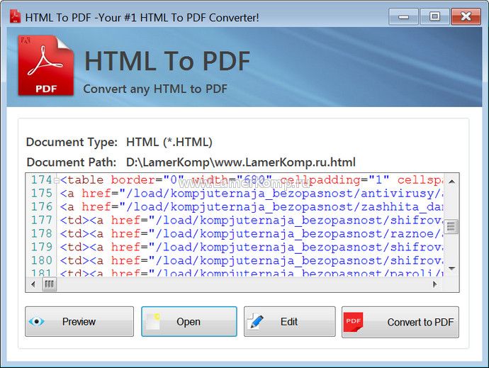 Сохранить html в pdf